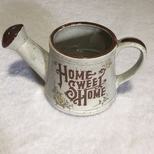Home Sweet Home Made in Japan taupe & brown yellow flowers watering can